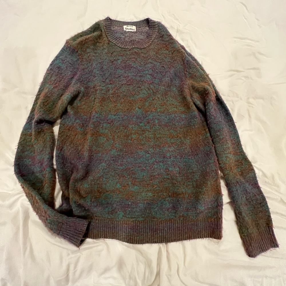 Acne Purple and Brown Crewneck Sweater with Relaxed Fit